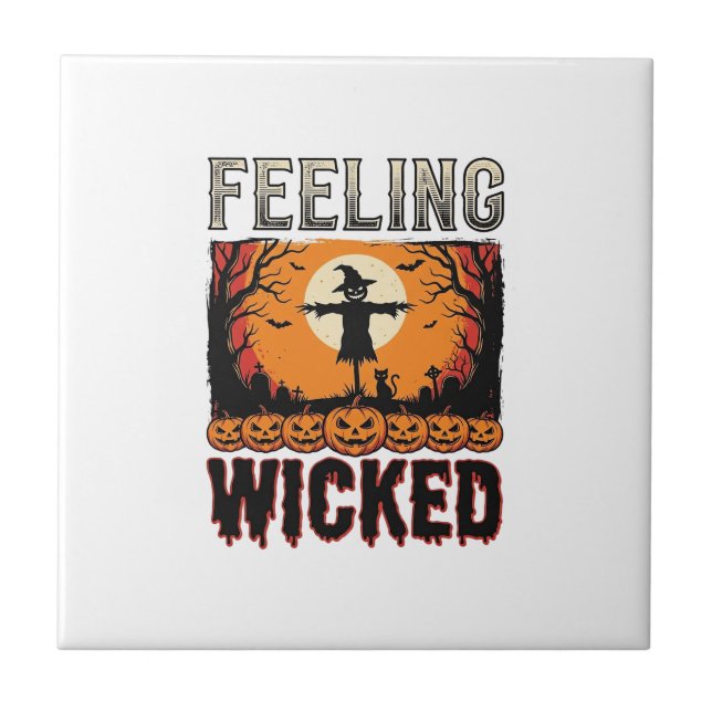 Halloween Scarecrow Feeling Wicked Vintage_1 Tile (Front)