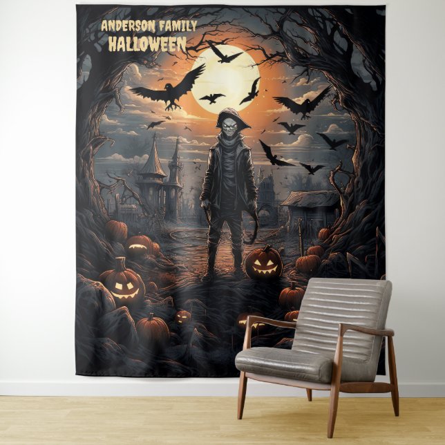 Halloween Scarecrow Hanging Tapestry (In Situ)