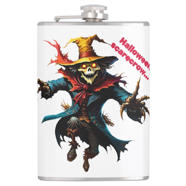 Halloween scarecrow  hip flask (Front)
