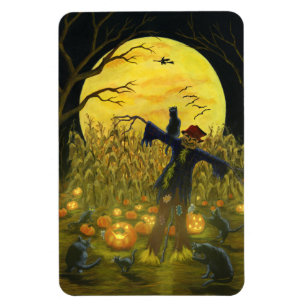 Halloween scarecrow in a cornfield "Jack's Place" Magnet