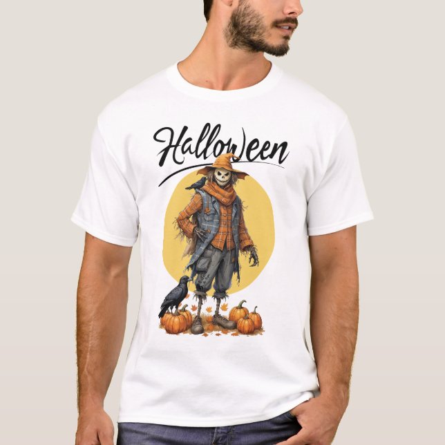 Halloween Scarecrow Men White T-Shirt (Front)