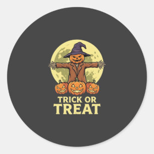 Halloween Scarecrow Pumpkin Trick or Treat Design Classic Round Sticker