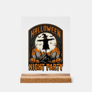 Halloween Scarecrow Shirt Vintage Graveyard Party_ Acrylic Sign