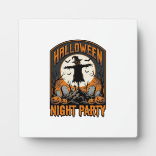 Halloween Scarecrow Shirt Vintage Graveyard Party_ Plaque