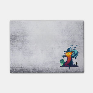 Halloween Scarecrow With Bats Crow And Owl Post-it Notes