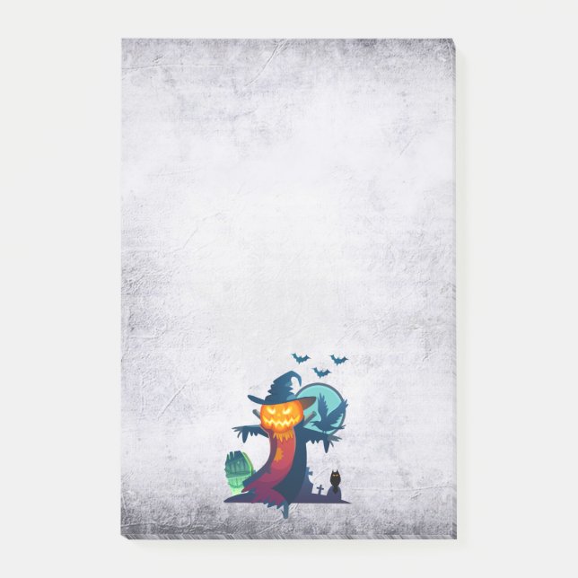 Halloween Scarecrow With Bats Crow And Owl Post-it Notes (Front)