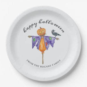 Halloween Scarecrow with Pumpkin Paper Plate