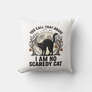 Halloween Scaredy Cat Vintage Engraving Shirt Desi Cushion