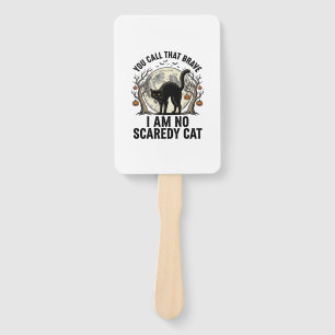 Halloween Scaredy Cat Vintage Engraving Shirt Desi Hand Fan
