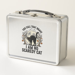 Halloween Scaredy Cat Vintage Engraving Shirt Desi Metal Lunch Box