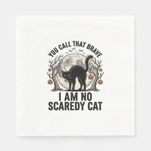 Halloween Scaredy Cat Vintage Engraving Shirt Desi Napkin