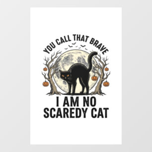 Halloween Scaredy Cat Vintage Engraving Shirt Desi Window Cling