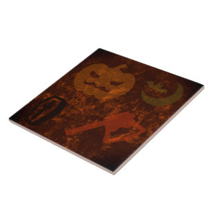 Halloween Scares on Eerie Background Tile