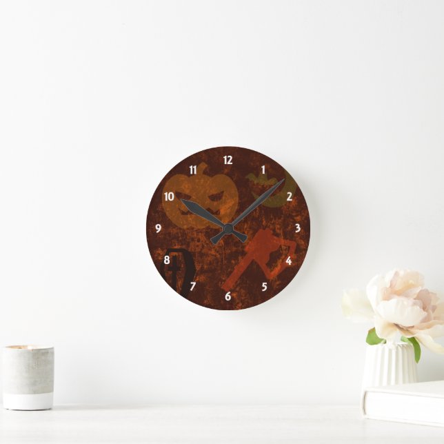 Halloween Scares on Eerie Background Wall Clock (Home)