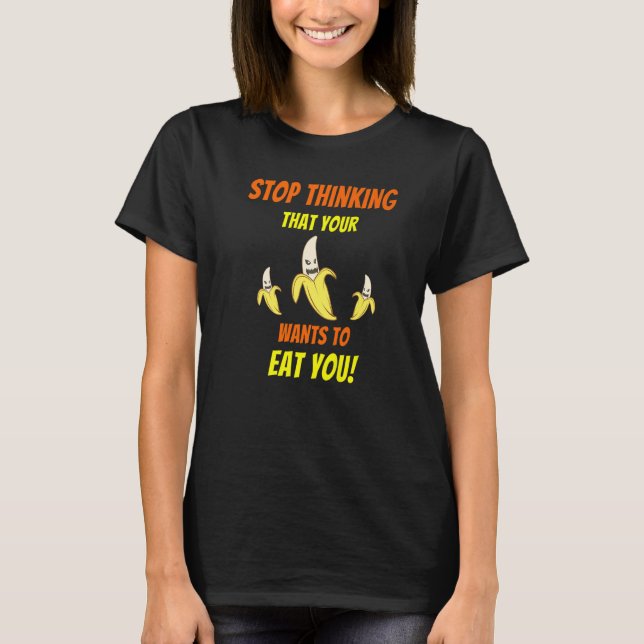 Halloween Scary Angry Banana Pun T-Shirt (Front)