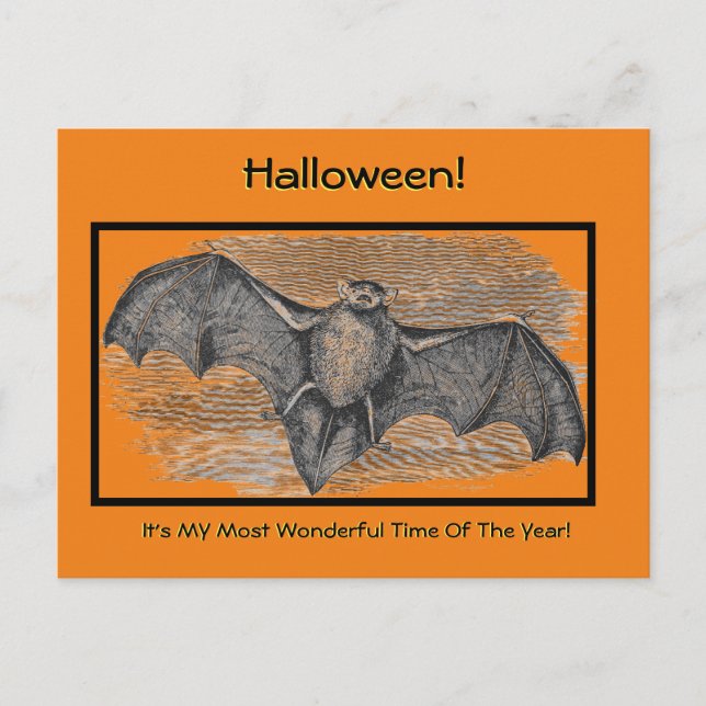 HALLOWEEN, SCARY BAT/MY FAVORITE TIME OF YEAR POST POSTCARD (Front)