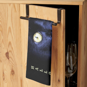 Halloween Scary Black Cat Horror Dark Night Tea Towel
