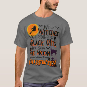 Halloween Scary Black Cat Jackolantern Witches Bat T-Shirt