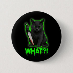 Halloween Scary Black Cats Funny Kitty What Bloody 6 Cm Round Badge