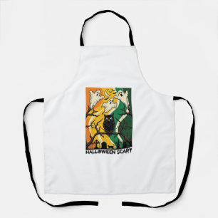 Halloween Scary Black Owl Ghosts Graveyard_1 Apron