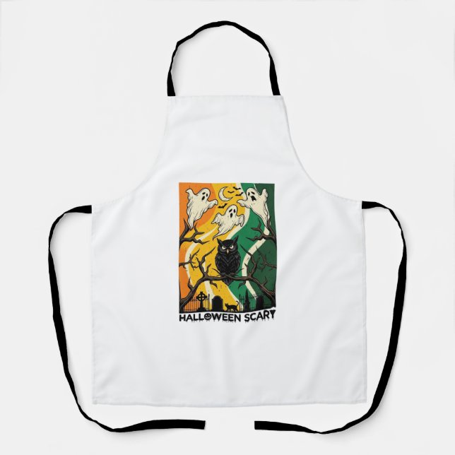Halloween Scary Black Owl Ghosts Graveyard_1 Apron (Front)