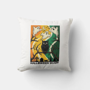 Halloween Scary Black Owl Ghosts Graveyard_1 Cushion