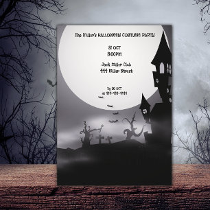 Halloween Scary Black Party Customise Invitation