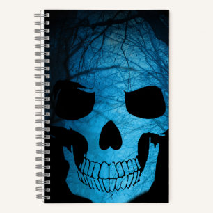 Halloween Scary Blue Night Skull Notebook