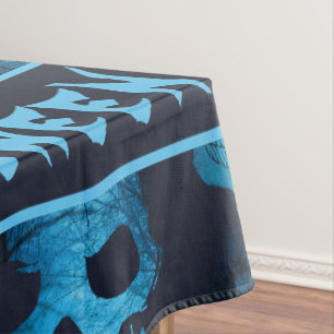 Halloween Scary Blue Night Skull Tablecloth
