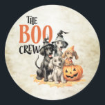 Halloween Scary Boo Dogs Crew Orange Pumpkin Classic Round Sticker<br><div class="desc">Halloween Scary Boo Dogs Crew Orange Pumpkin Classic Round Sticker. Unique,  beautiful,  stylish design. Easy to be personalised. Font style,  size and colours can be changed. Matching items are available.</div>