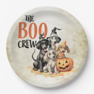 Halloween Scary Boo Dogs Crew Orange Pumpkin Paper Plate
