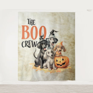 Halloween Scary Boo Dogs Crew Orange Pumpkin Tapestry