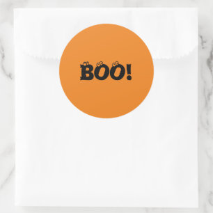 Halloween Scary Boo! eyeballs black orange Classic Round Sticker