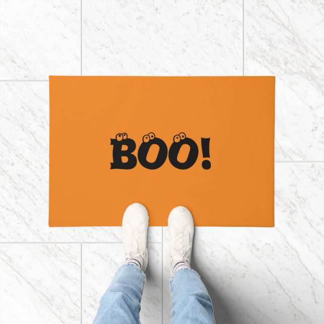 Halloween Scary Boo! eyeballs black orange funny Doormat (Indoor)