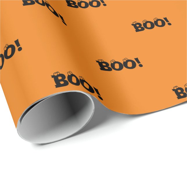 Halloween Scary Boo! eyeballs black orange pattern Wrapping Paper (Roll Corner)