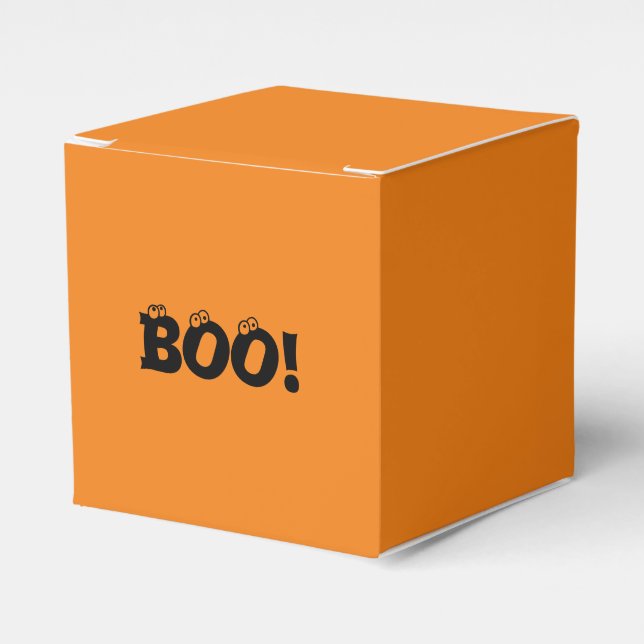 Halloween Scary Boo! eyeballs black orange treats Favour Box (Front Side)