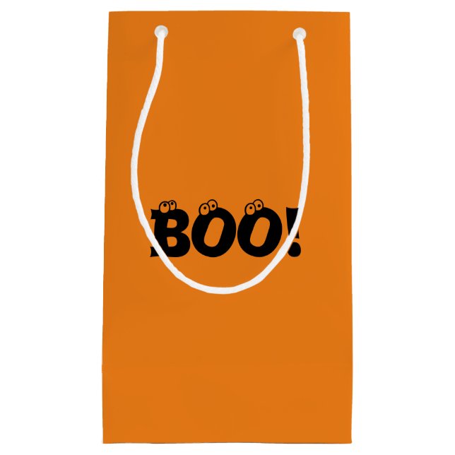Halloween Scary Boo! eyeballs black orange treats Small Gift Bag (Front)
