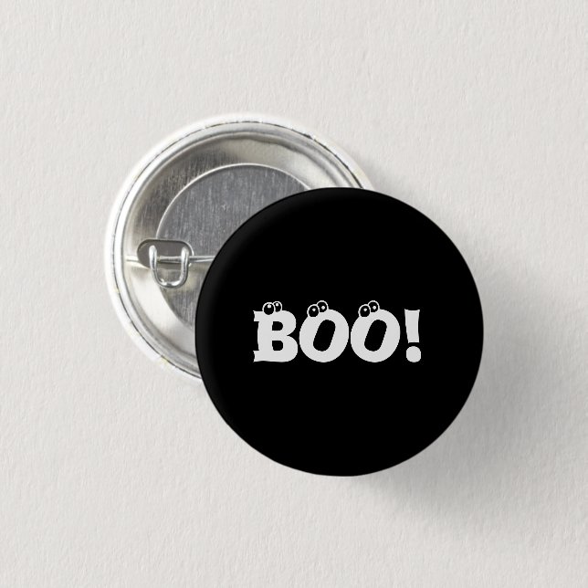 Halloween Scary Boo! eyeballs black white 3 Cm Round Badge (Front & Back)