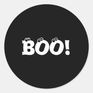 Halloween Scary Boo! eyeballs black white Classic Round Sticker
