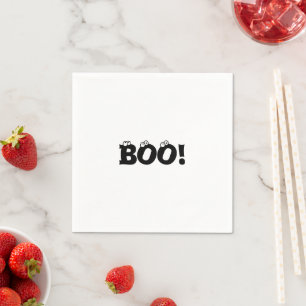 Halloween Scary Boo! eyeballs black white Napkin