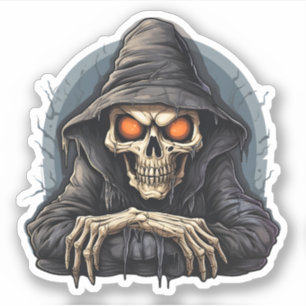 Halloween Scary Cartoon Bored Skeleton