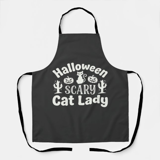 Halloween Scary Cat Lady_1 Apron (Front)