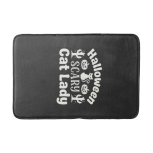 Halloween Scary Cat Lady_1 Bath Mat