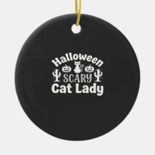 Halloween Scary Cat Lady_1 Ceramic Tree Decoration