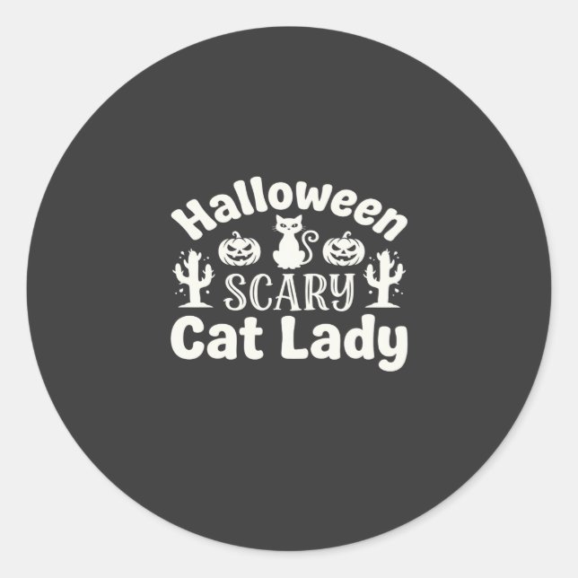 Halloween Scary Cat Lady_1 Classic Round Sticker (Front)