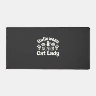 Halloween Scary Cat Lady_1 Desk Mat