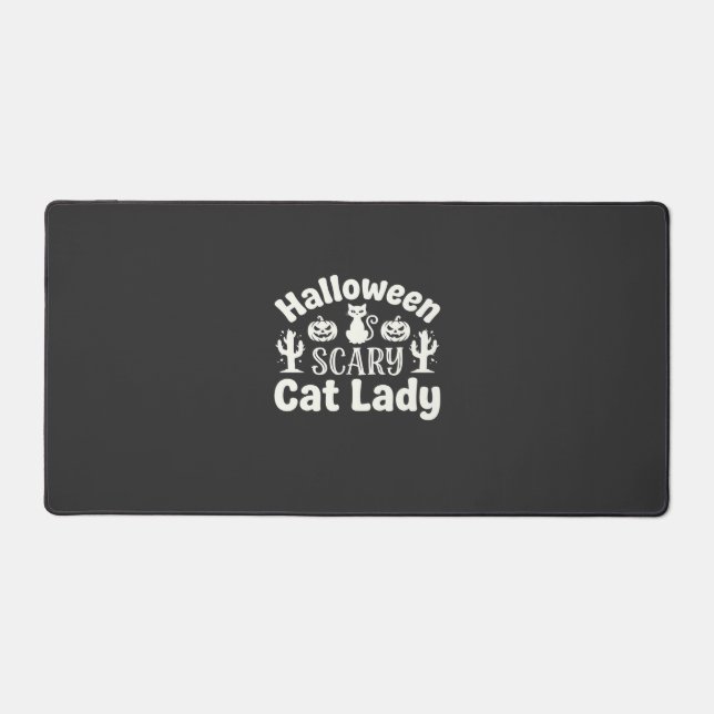 Halloween Scary Cat Lady_1 Desk Mat (Front)
