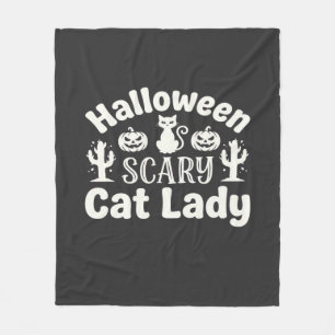 Halloween Scary Cat Lady_1 Fleece Blanket