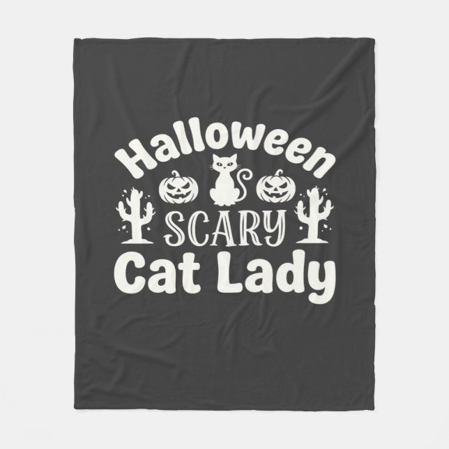 Halloween Scary Cat Lady_1 Fleece Blanket (Front)