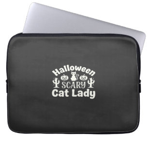 Halloween Scary Cat Lady_1 Laptop Sleeve